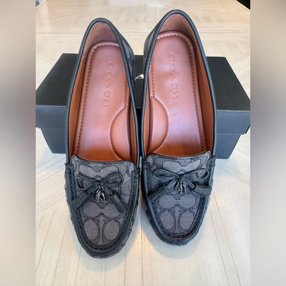 🔥HP🔥 COACH Moira Signature Jacquard Loafers Black/Coal - Size 7.5